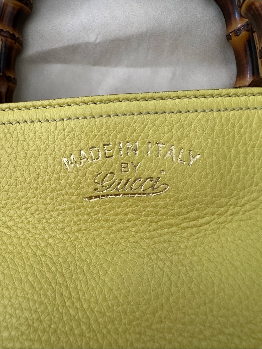 Gucci Yellow Leather Satchel Bamboo Handles Vintage w/ shoulder/cross strap - Picture 2 of 15